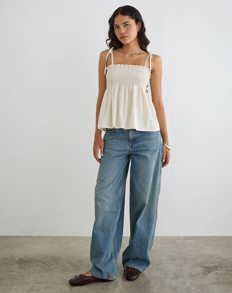 Zerah Top in Candy Stripe Yellow - Image 4
