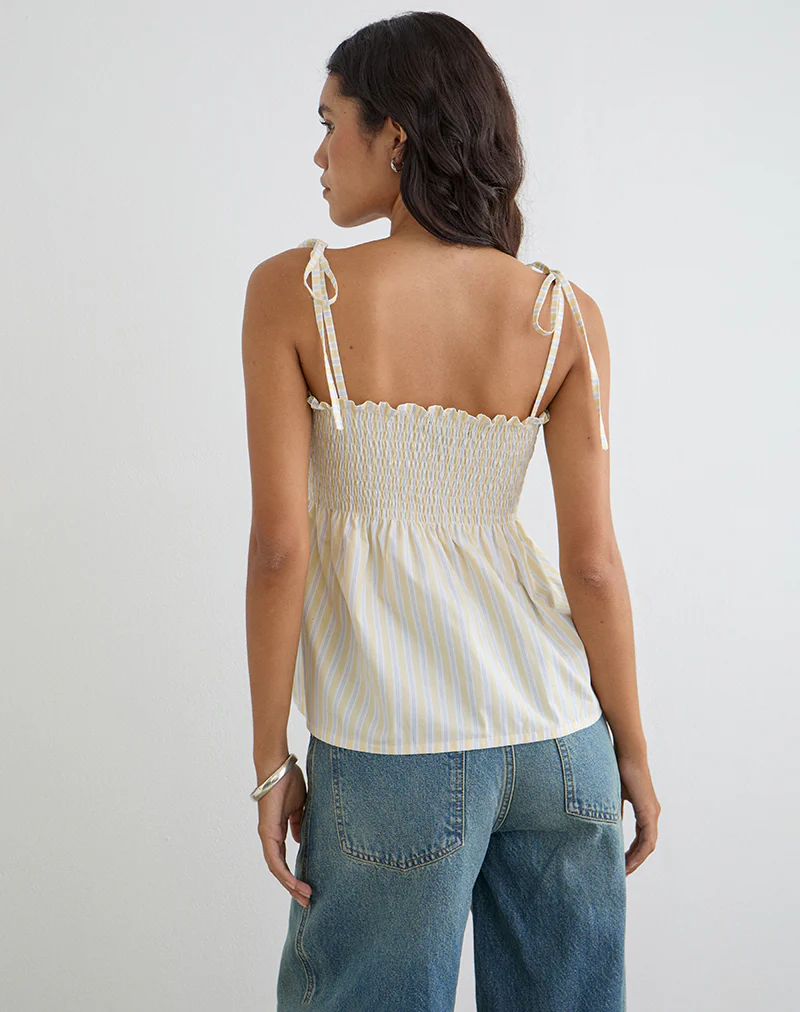 Zerah Top in Candy Stripe Yellow - Image 5