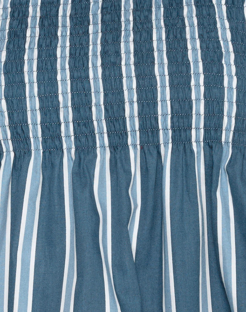 Zerah Top in Poplin Formal Stripe Navy - Image 6