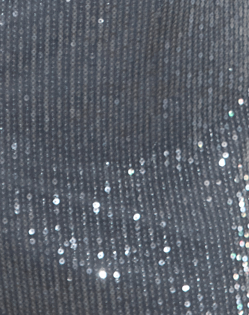 Zerla Mini Dress in Shimmer Sequin Charcoal - Image 6