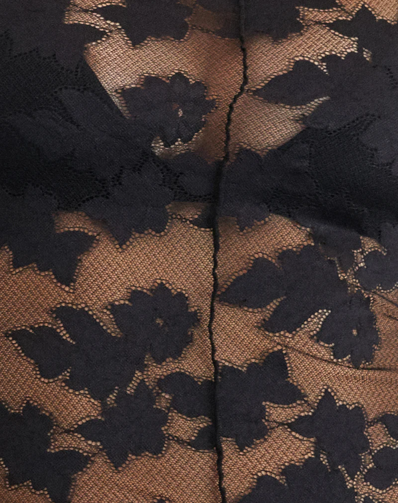 Zerlin Unlined Long Sleeve Top in Lace Black - Image 7