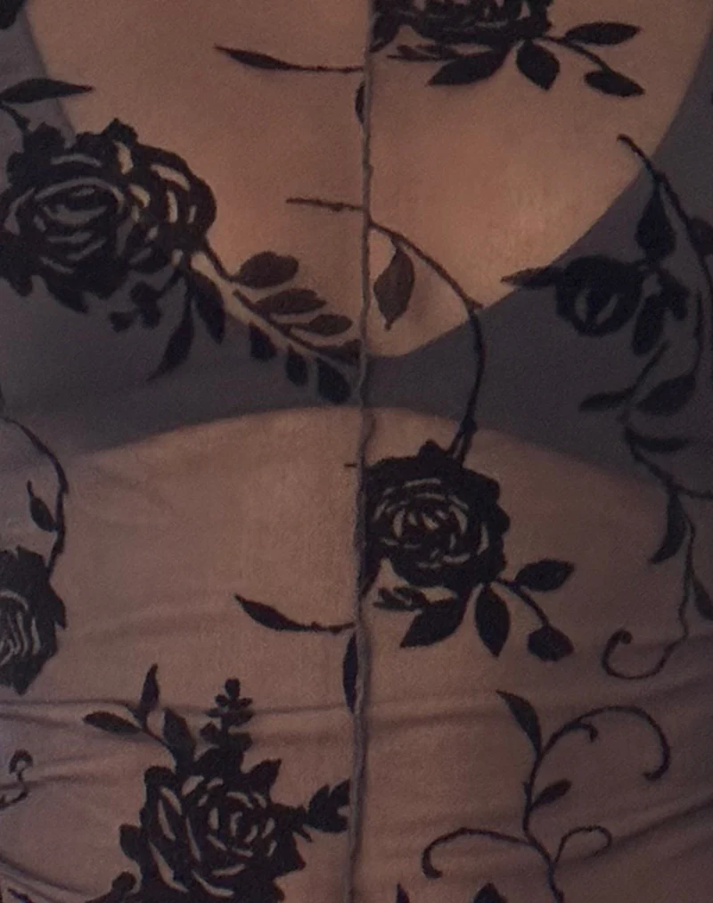 Zerlin Unlined Long Sleeve Top in Rose Flock Black - Image 6