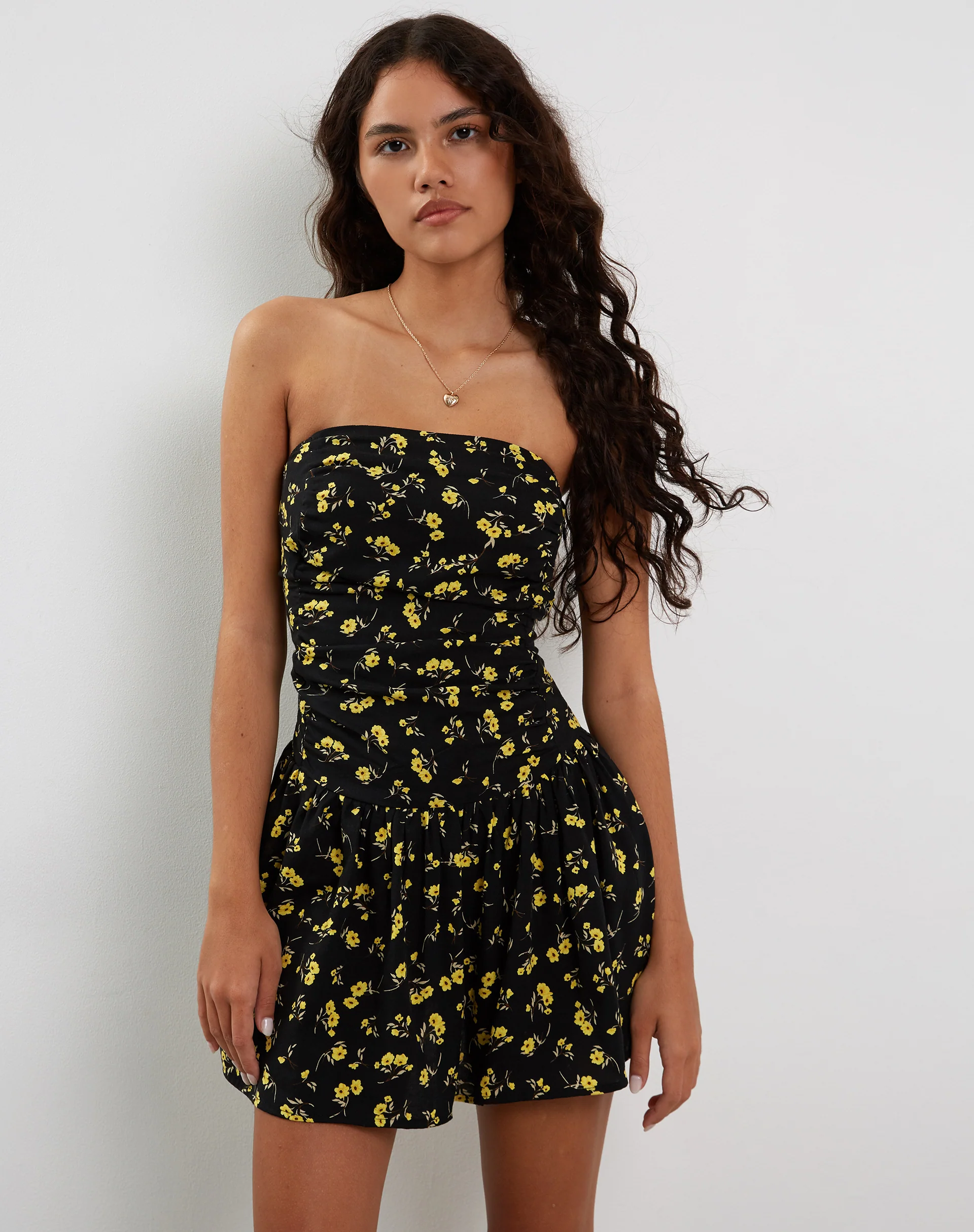 Zhao Bandeau Mini Dress in Buttercup Black and Yellow - Image 4