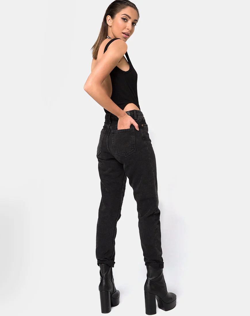 Ziga Cutout Bodice in Rib Black - Image 4