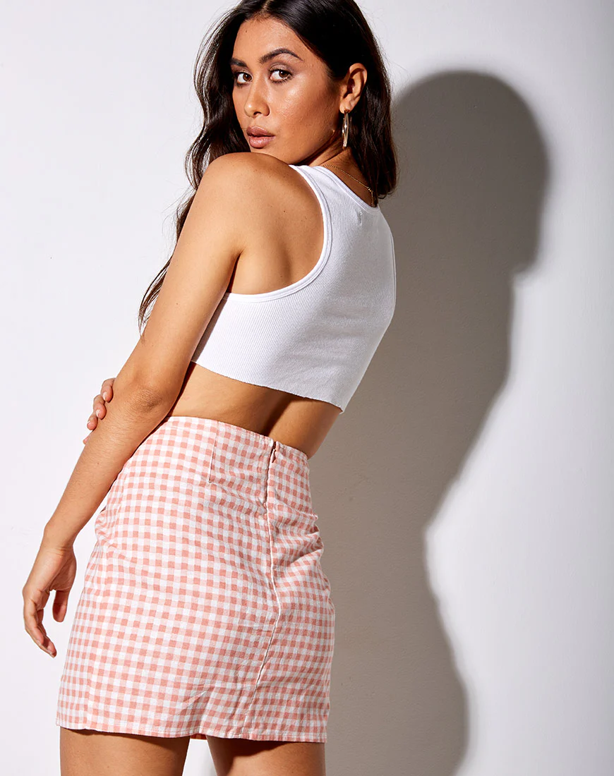 Zila Mini Skirt in Pink Check - Image 2