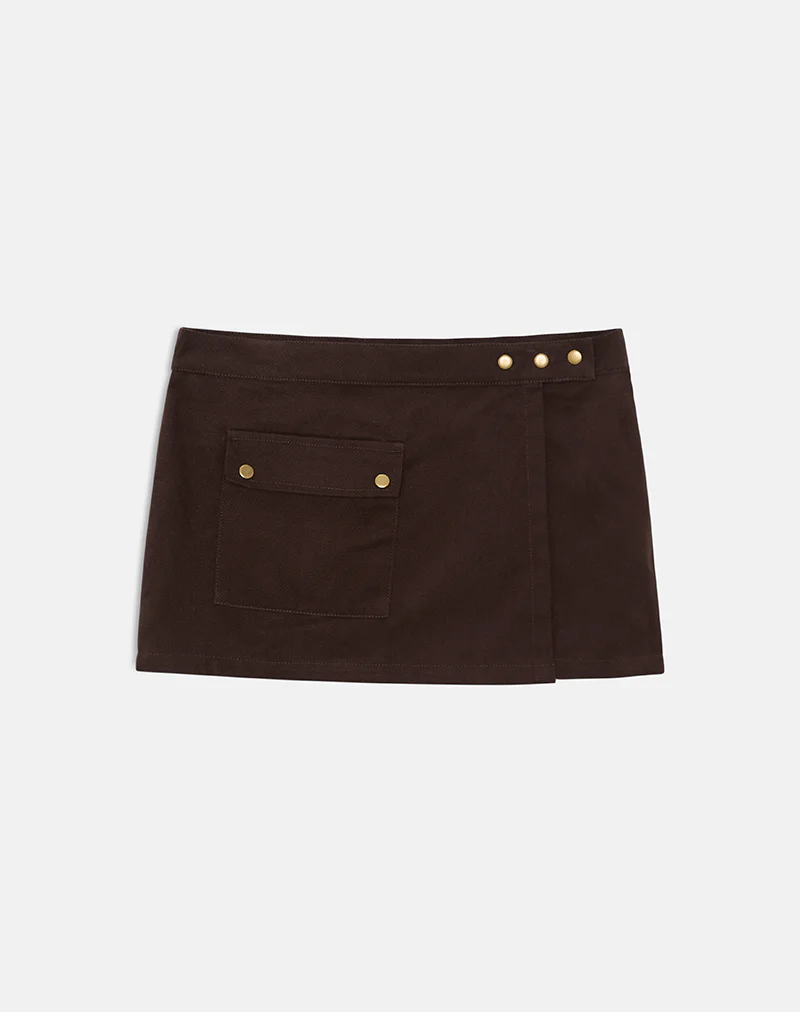 Ziphy Mini Skirt in Peach Twill Brown - Image 5