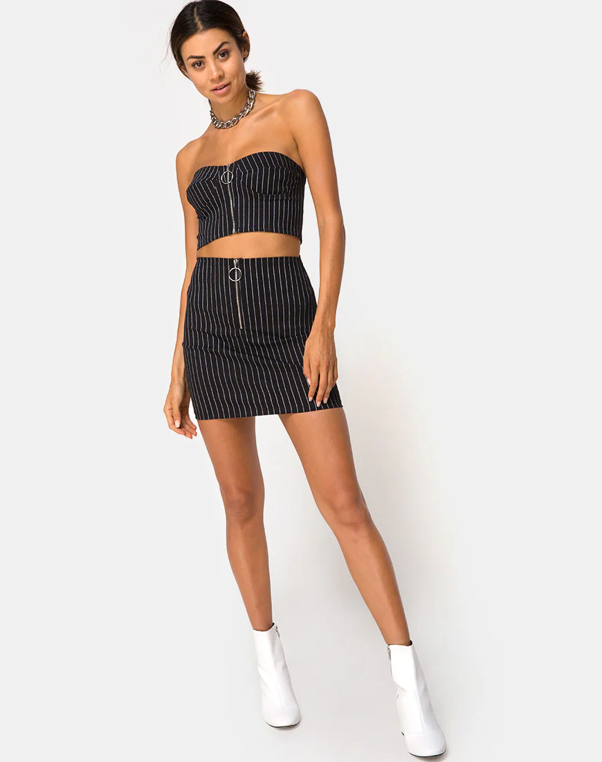 Zipshi Top in Pinstripe Black - Image 3