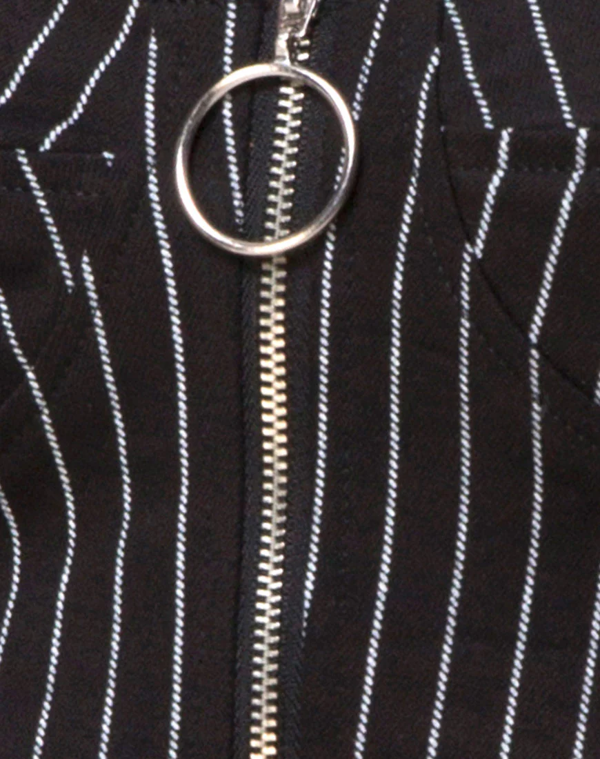 Zipshi Top in Pinstripe Black - Image 5