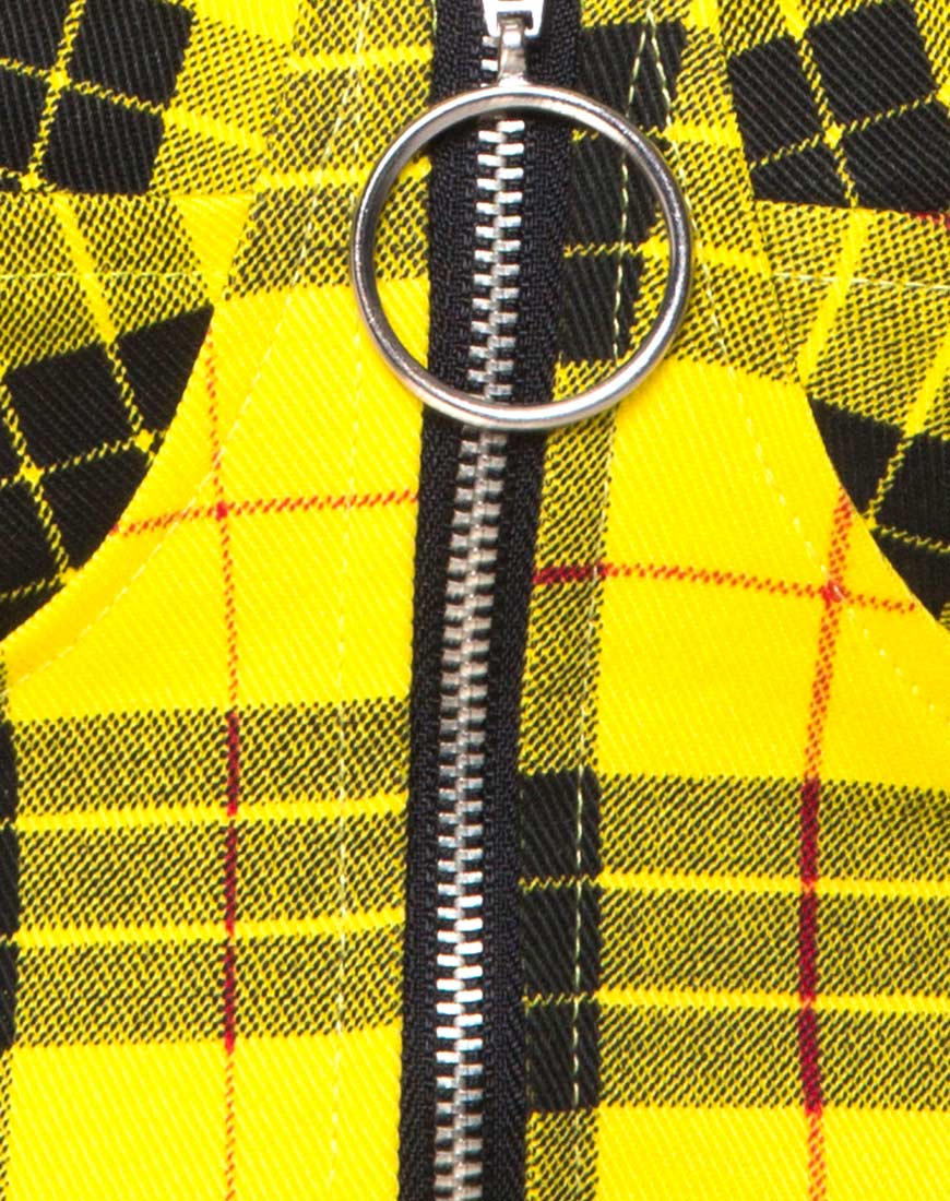 Zipshi Crop Top in Winter Plaid Yellow - Image 6