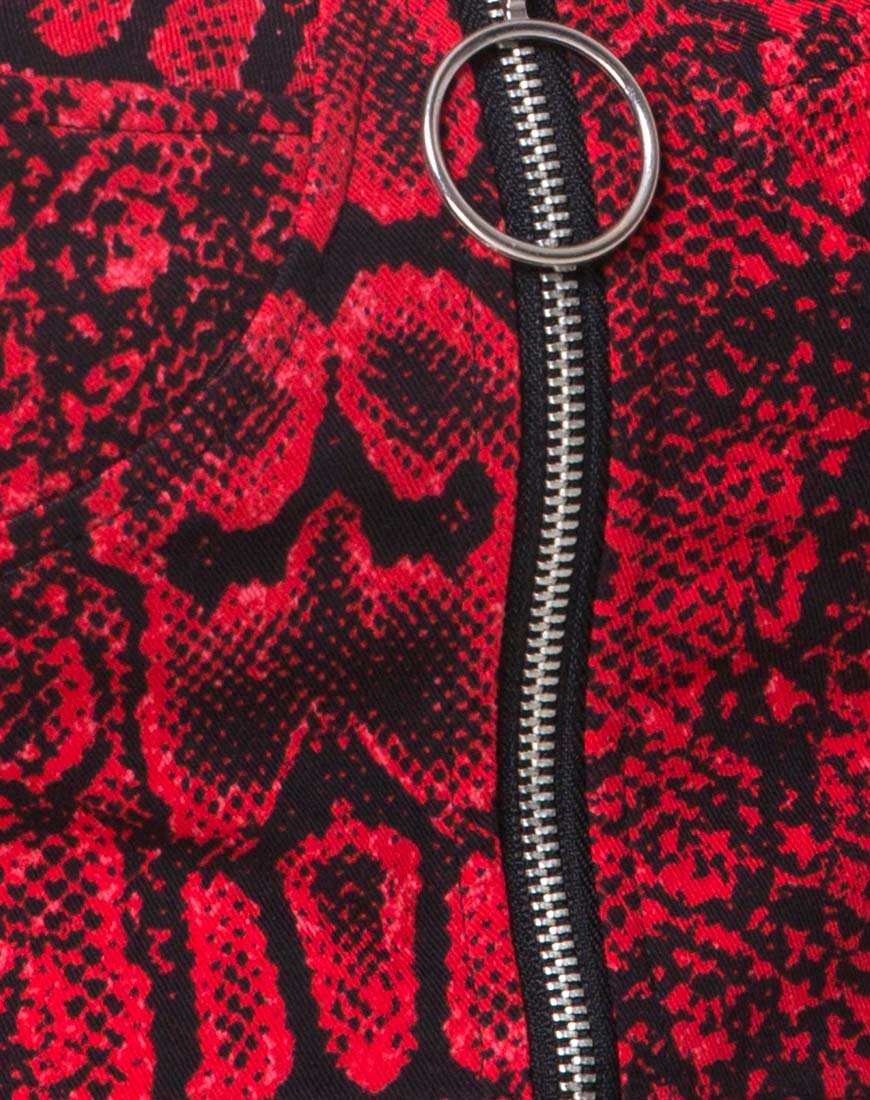 Zipshi Crop Top in Snake Red - Image 5