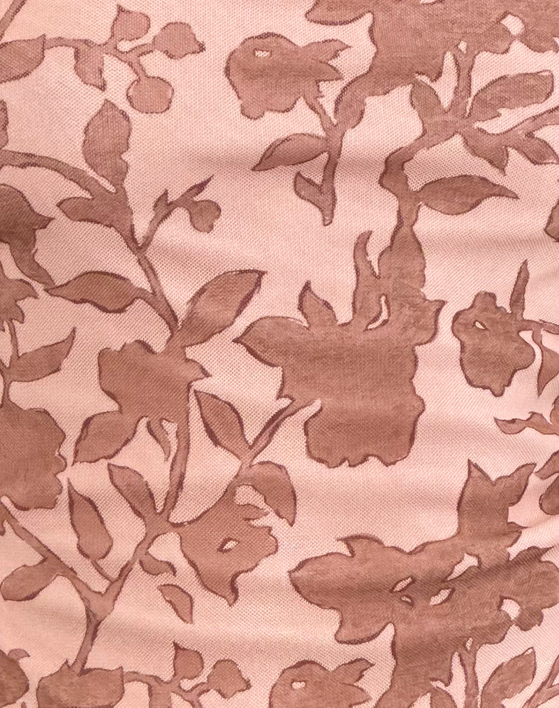Zirika Bandeau Top in Neutral Floral Print - Image 6