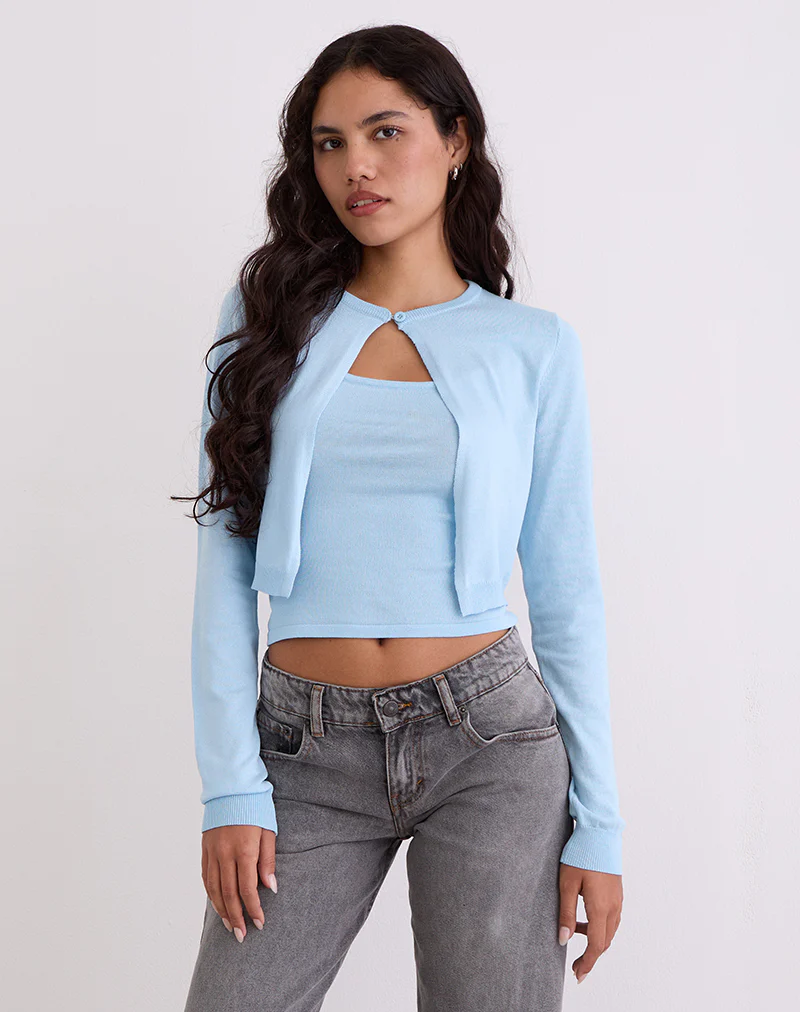 Ziva Knit Cami Vest Top in Blue - Image 5