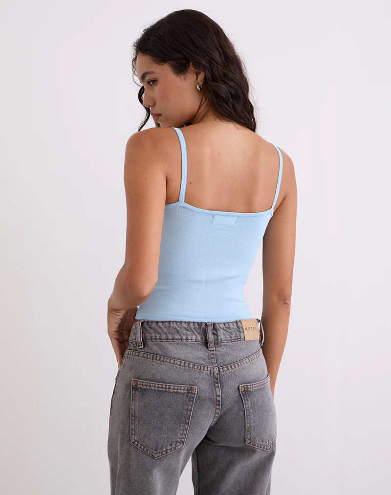 Ziva Knit Cami Vest Top in Blue - Image 6