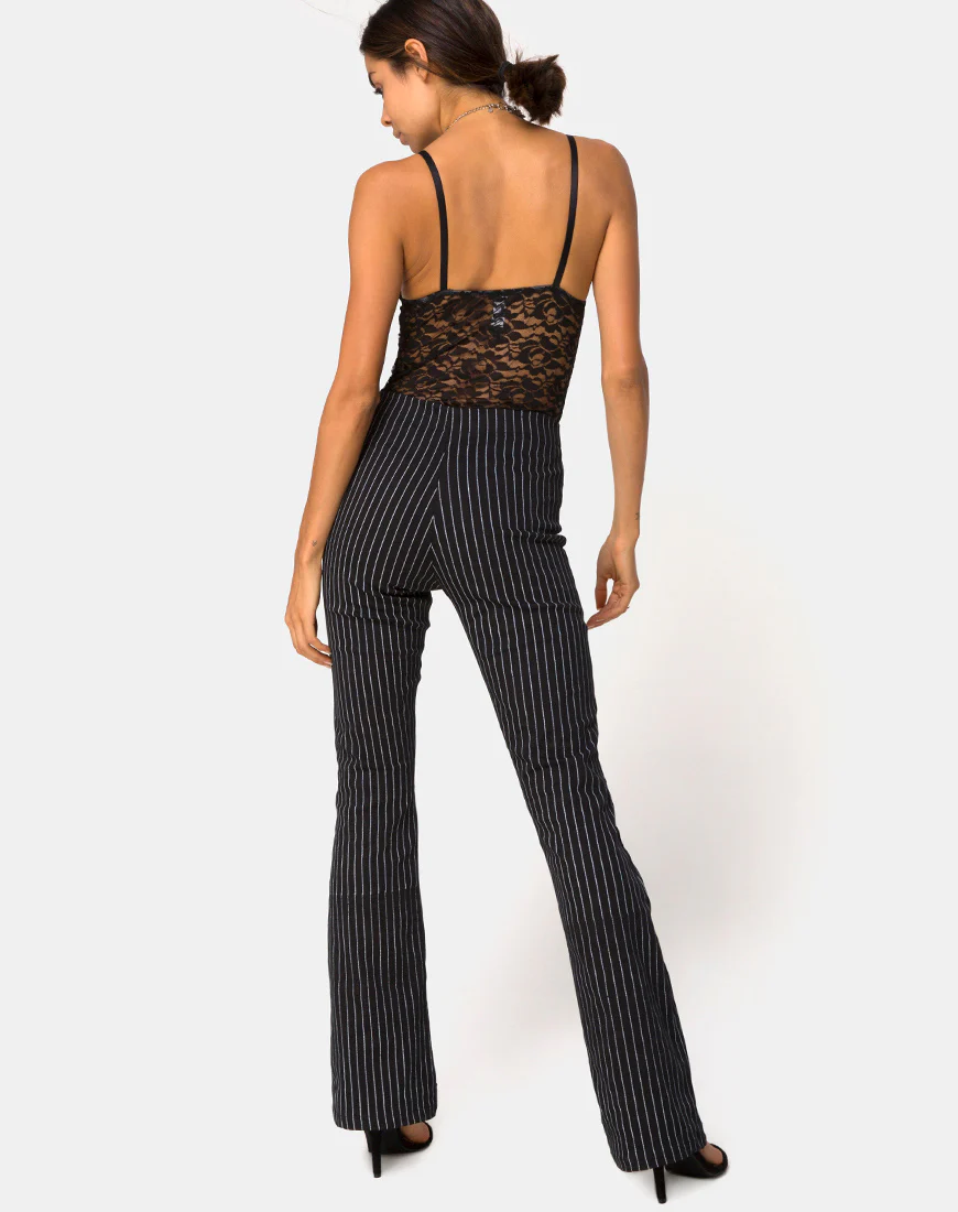 Zolia Trouser in Pinstripe Black - Image 2