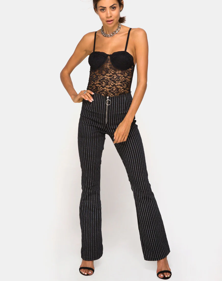 Zolia Trouser in Pinstripe Black - Image 3