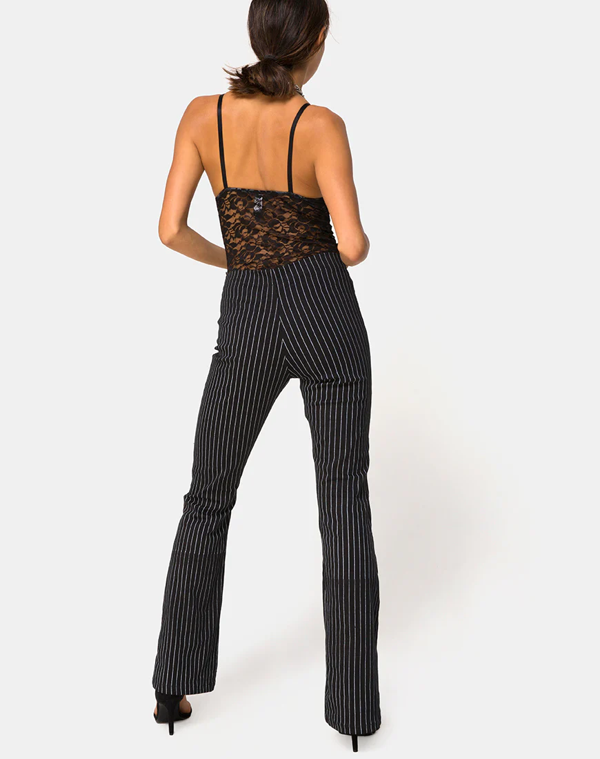 Zolia Trouser in Pinstripe Black - Image 4