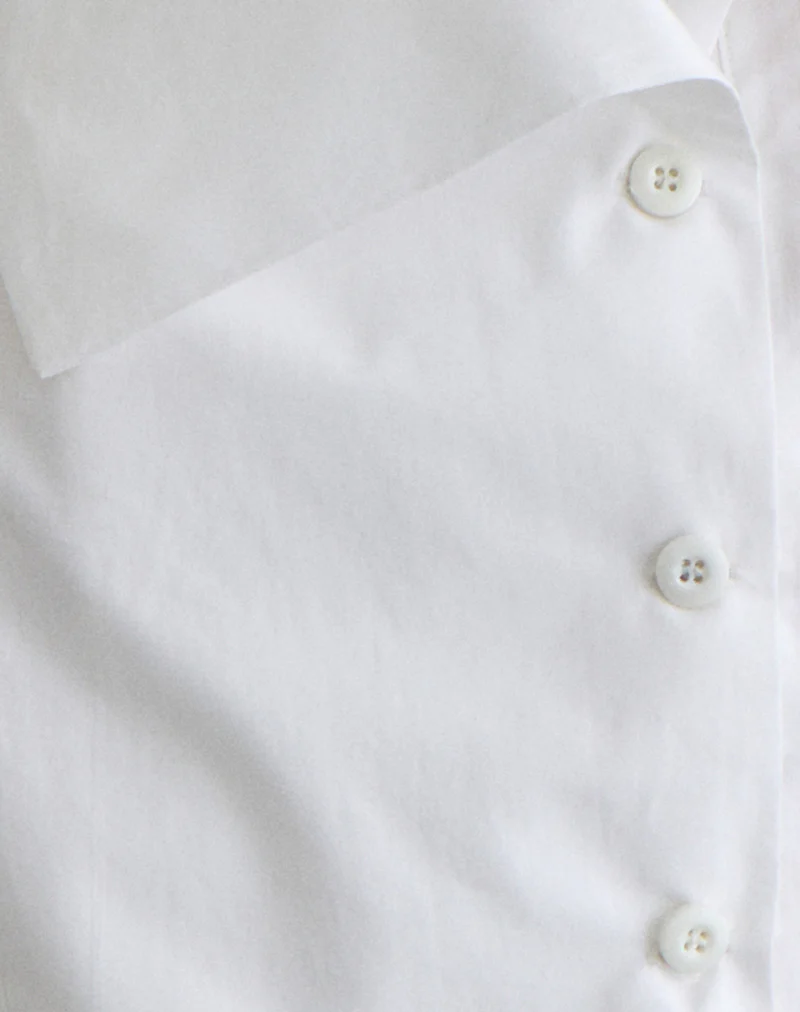 Zosia Asymmetric Button Blouse in White - Image 6