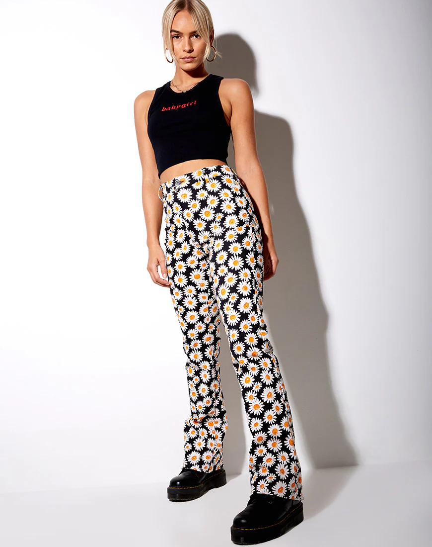 Zoven Trousers in Daisy Love Black - Image 3