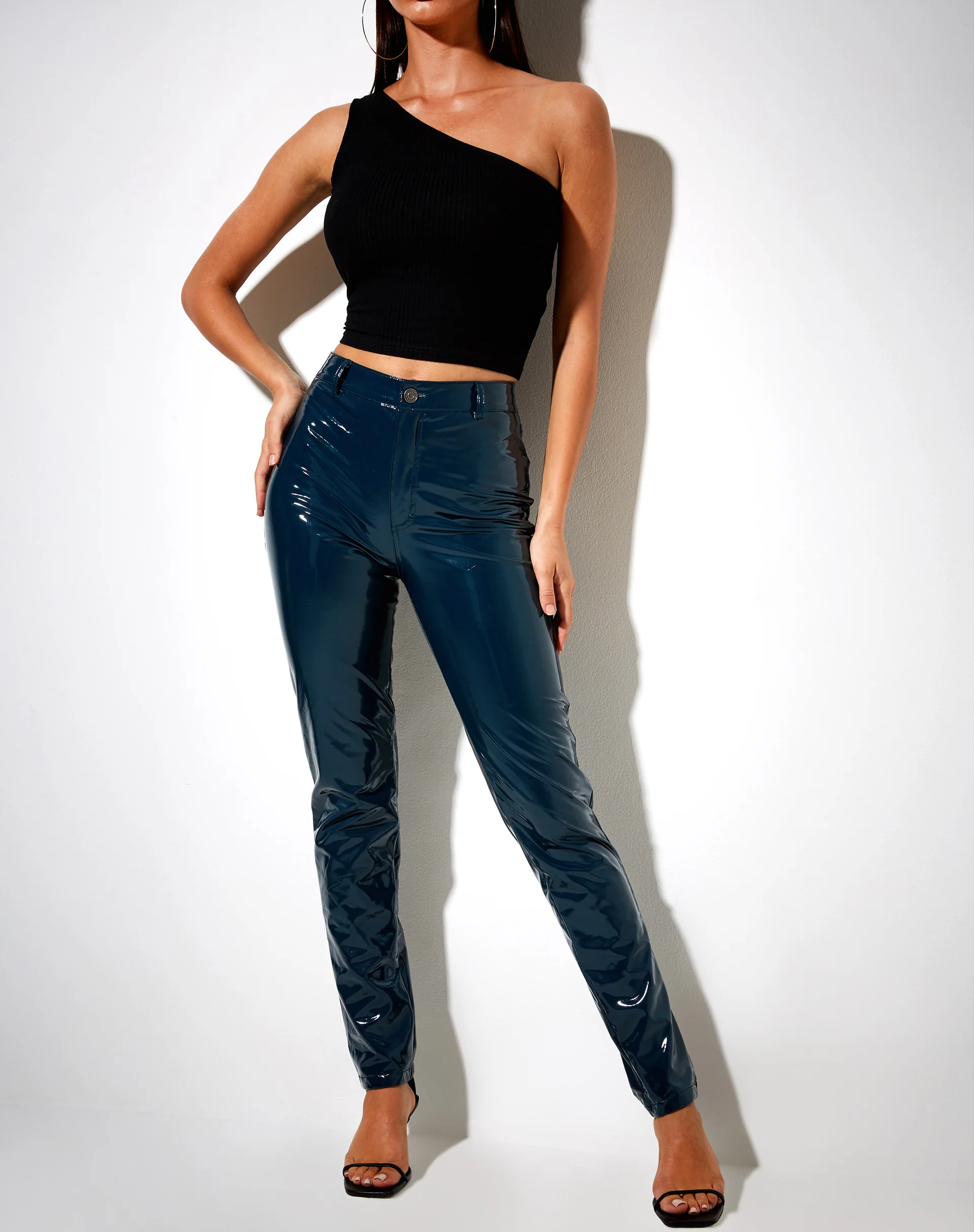Zowel Trouser in PU Petrol - Image 3