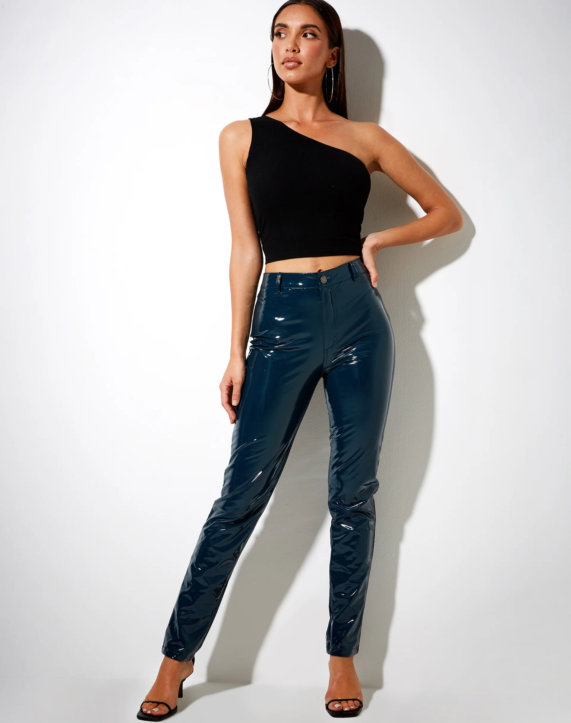 Zowel Trouser in PU Petrol - Image 4